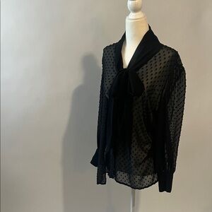 Adrianna Papell Black Textured Blouse